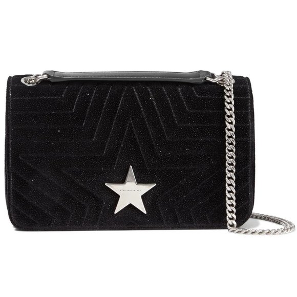 NEW STELLA MCCARTNEY Star Glittered Velvet Shoulder Bag - Picture 1 of 15